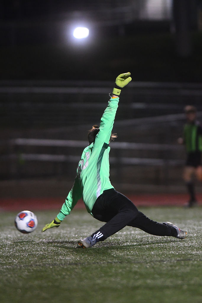 Ty Leroux fails to make a save during the playoff match